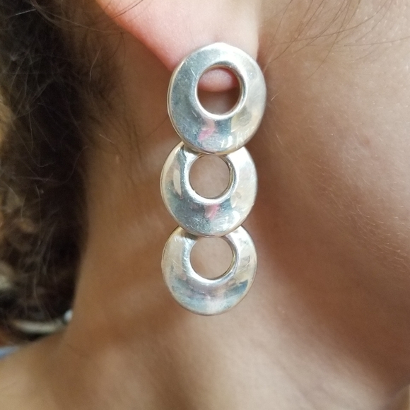 MayaMor Israel Geometric Sterling Silver Vintage Earring